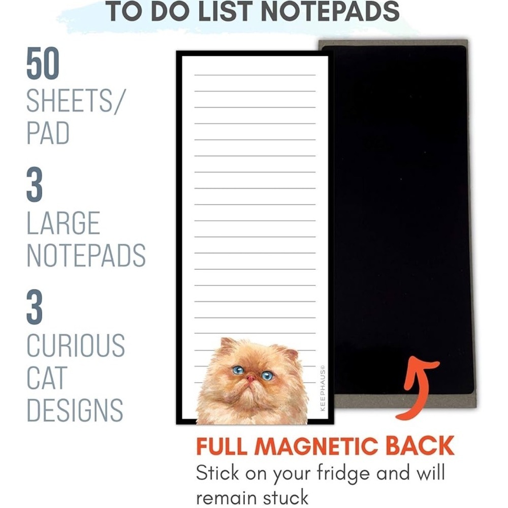 Cute Cat Design Magnetic Notepad Set - 3 Pack - Picture 5 of 7